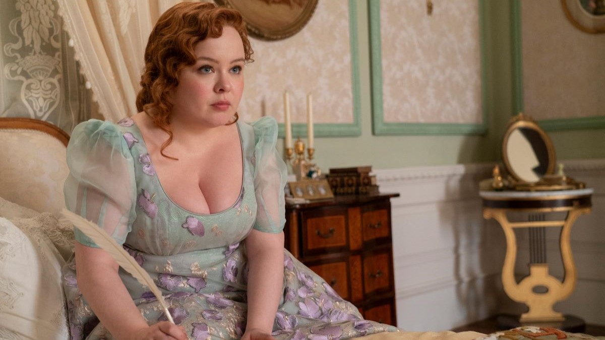 Penelope Featherington as the real Lady Whistledown in Bridgerton season 3