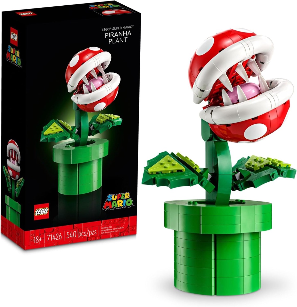 An assembled LEGO Piranha Plant from "Super Mario"