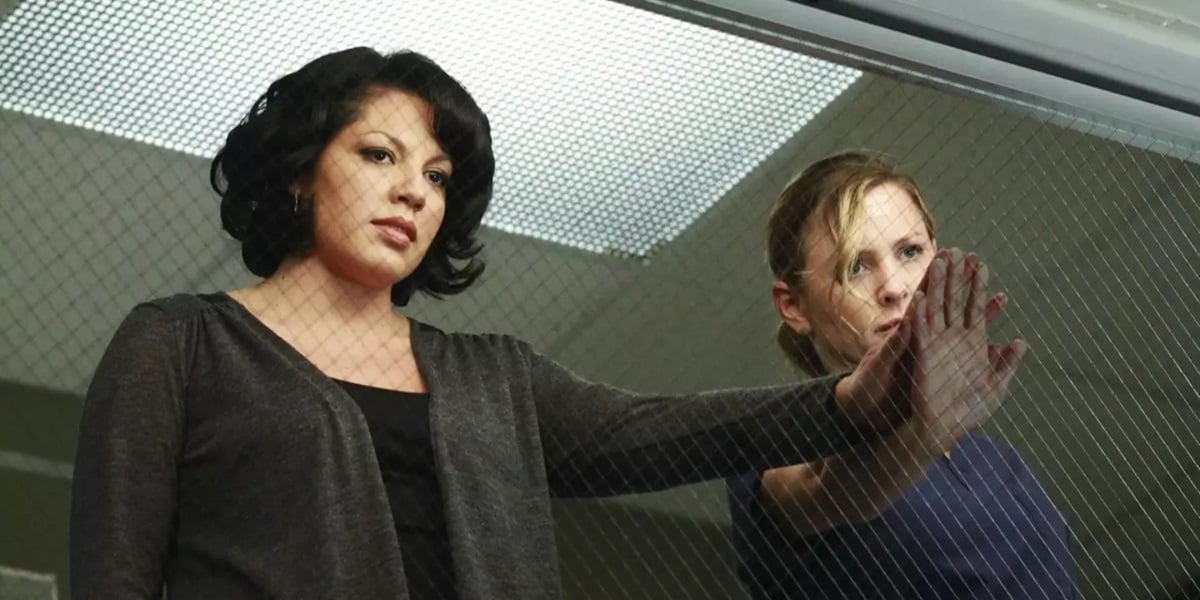 Callie holds hands over Arizona's as they watch surgery