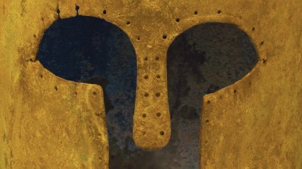 A Greek helmet from the cover of 