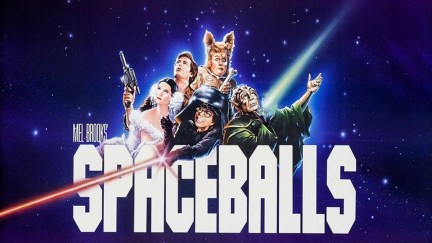 Spaceballs characters Princess Vespa, Lonestar, Barf, Darth Helmet, and Yogurt