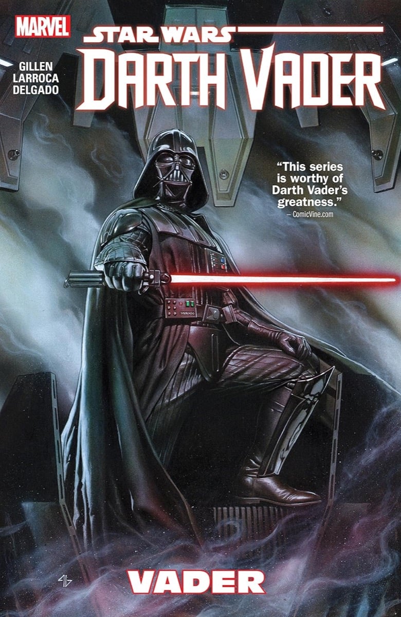 Cover art for Star Wars- Darth Vader featuring Vader wielding a ligthsaber 