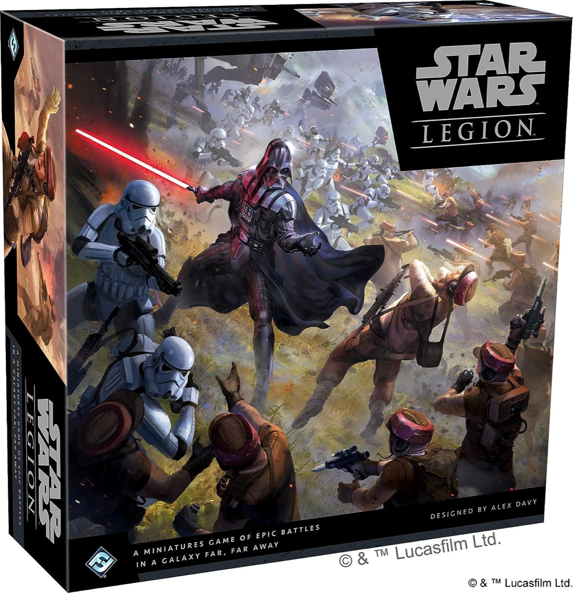 Box art depicting a Light Side vs Dark Side battle in Star Wars Legion