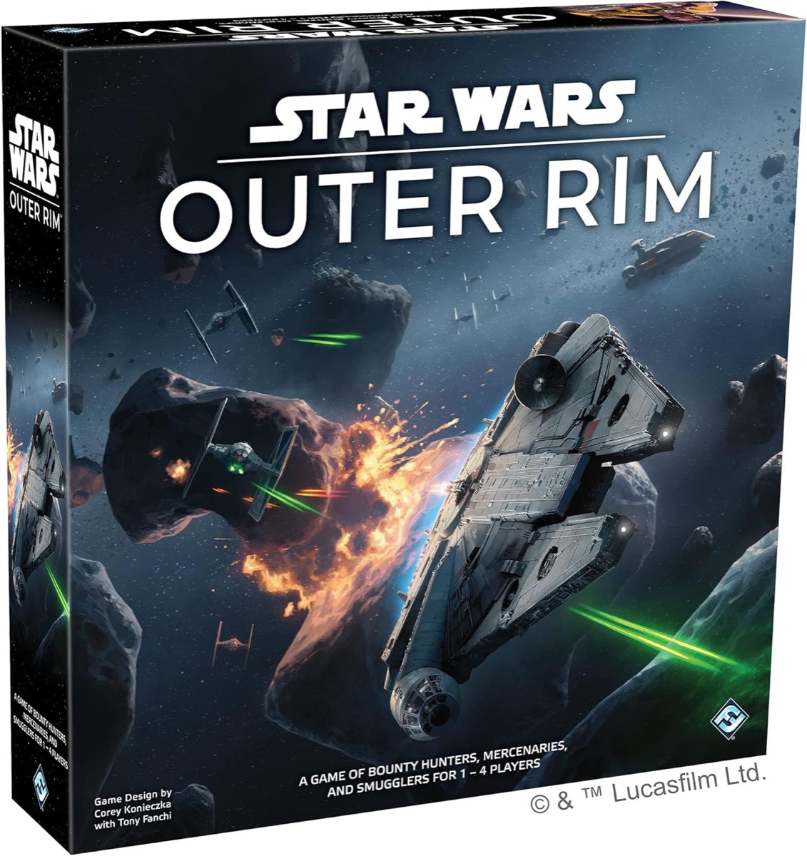 A box depicting a space battle for Star Wars Outer Rim
