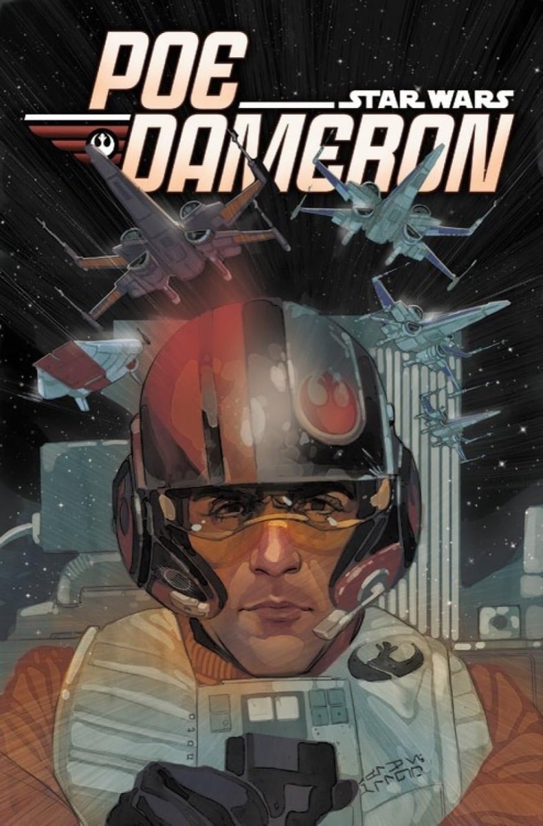 Cover art for "Poe Dameron: Black Squadron" featuring Poe in his flightsuit