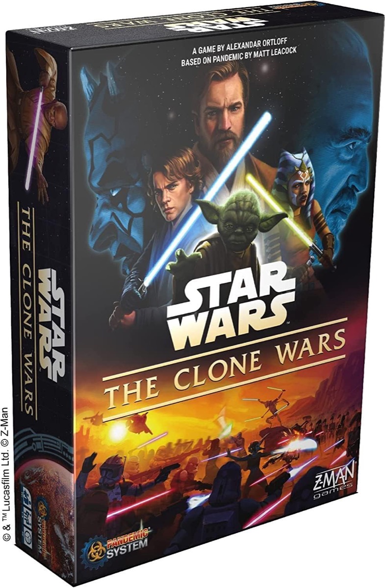 The box featuring Jedi for Star Wars The Clone Wars Board Game