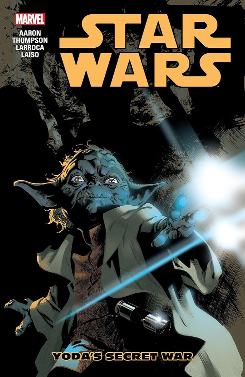 Cover art for "Star Wars- Yoda's Secret War" featuring Yoda frowning 