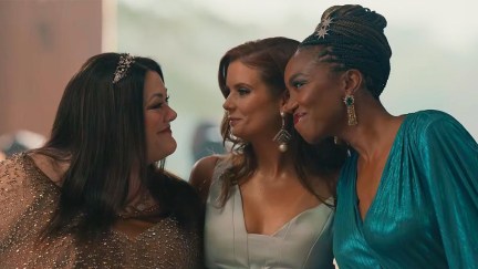 From left to right: Brooke Elliot as Dana Sue Sullivan, JoAnna Garcia Swisher as Maddie Townsend, and Heather Headley as Helen Decatur in Sweet Magnolias