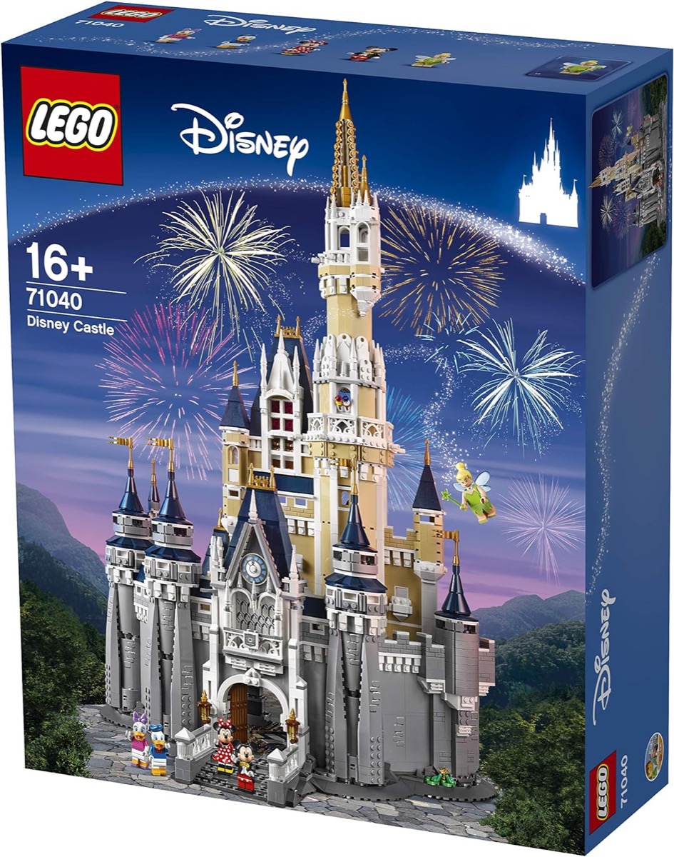 A LEGO box picturing a model ofThe Disney Castle
