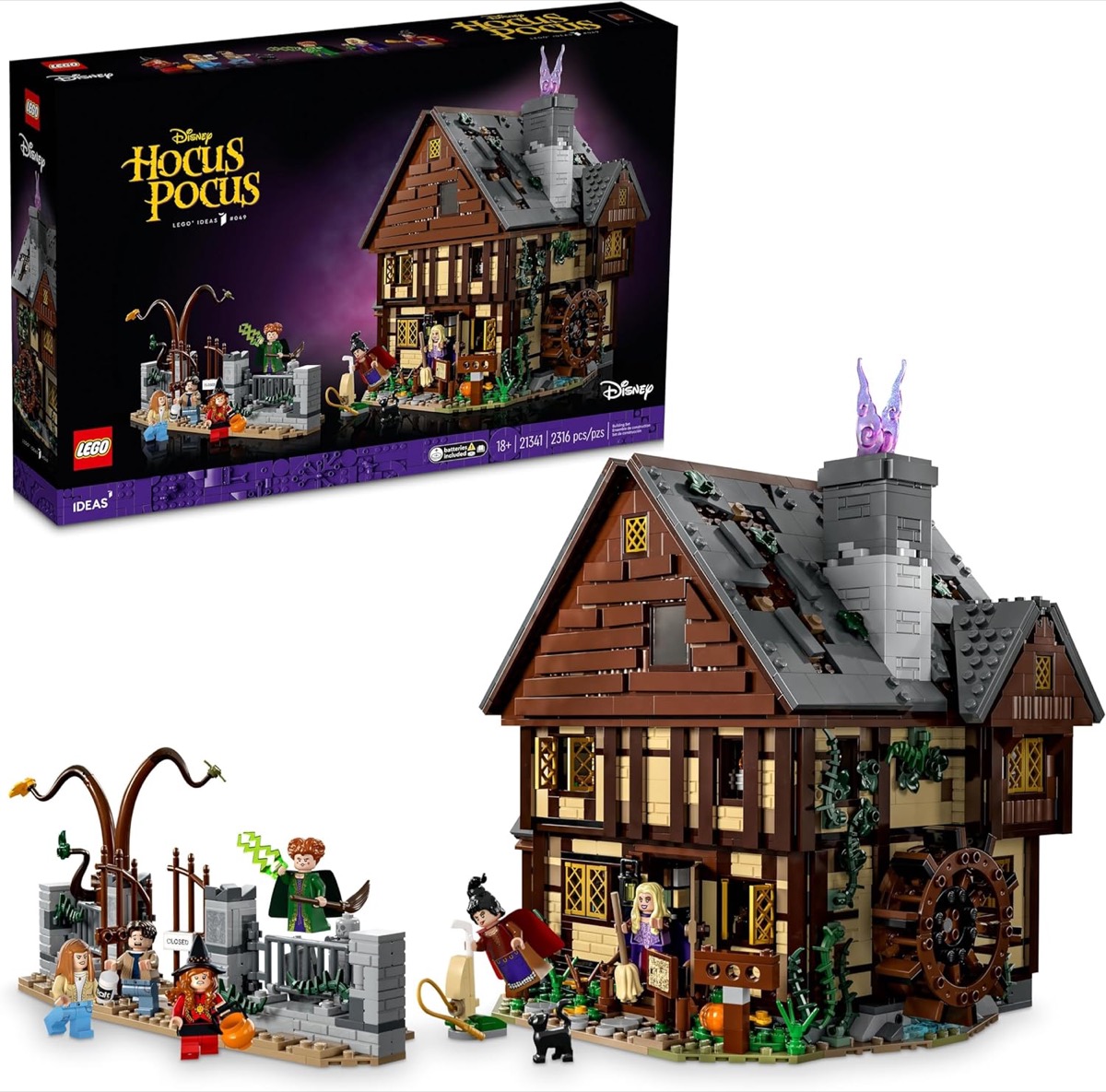 A LEGO version of  The Sanderson Sisters' Cottage from "Hocus Pocus"