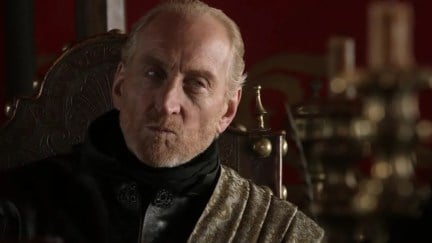 Tywin Lannister looking disdainfully at someone offscreen in 