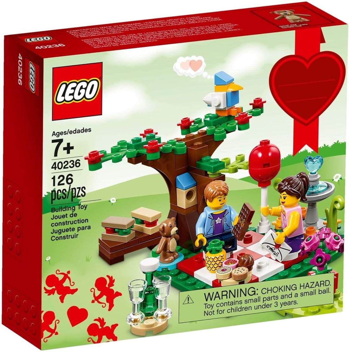 A LEGO set of a couple having a Valentine picnic 