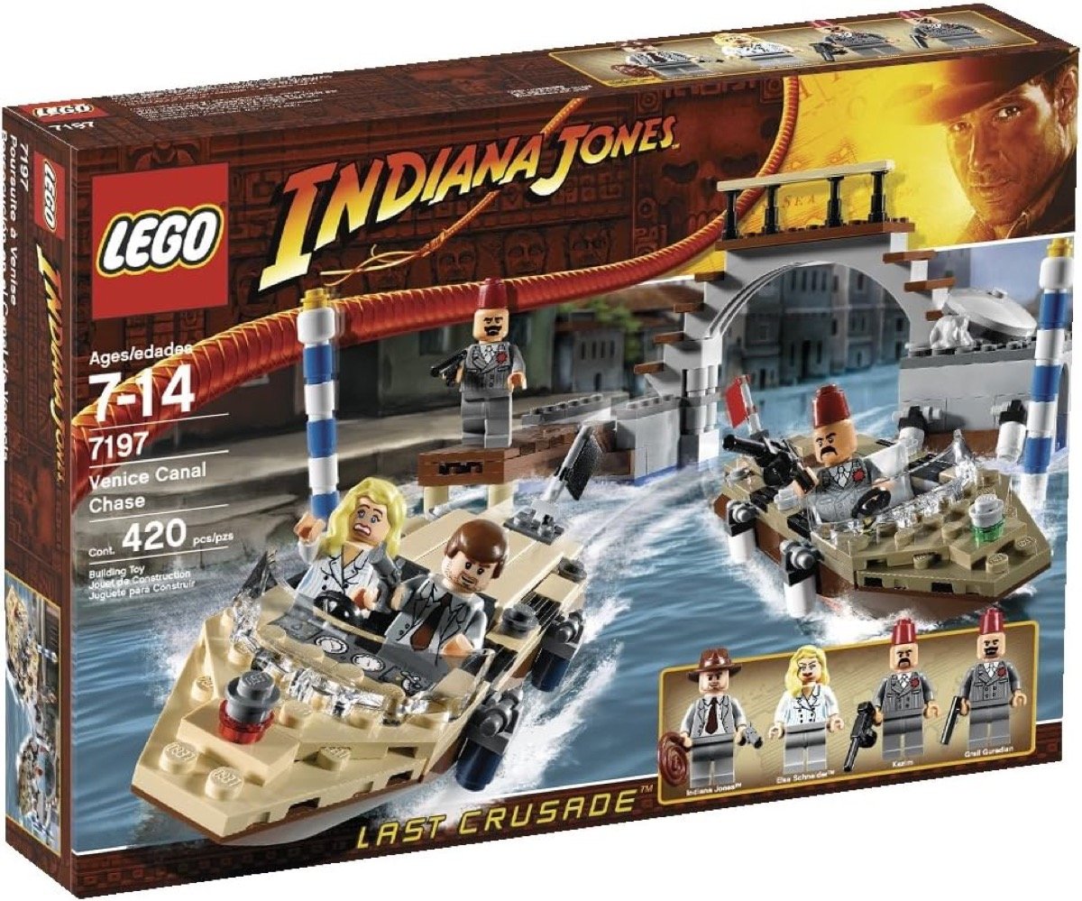 A LEGO set of a Venice canal chase from "The Last Crusade" 