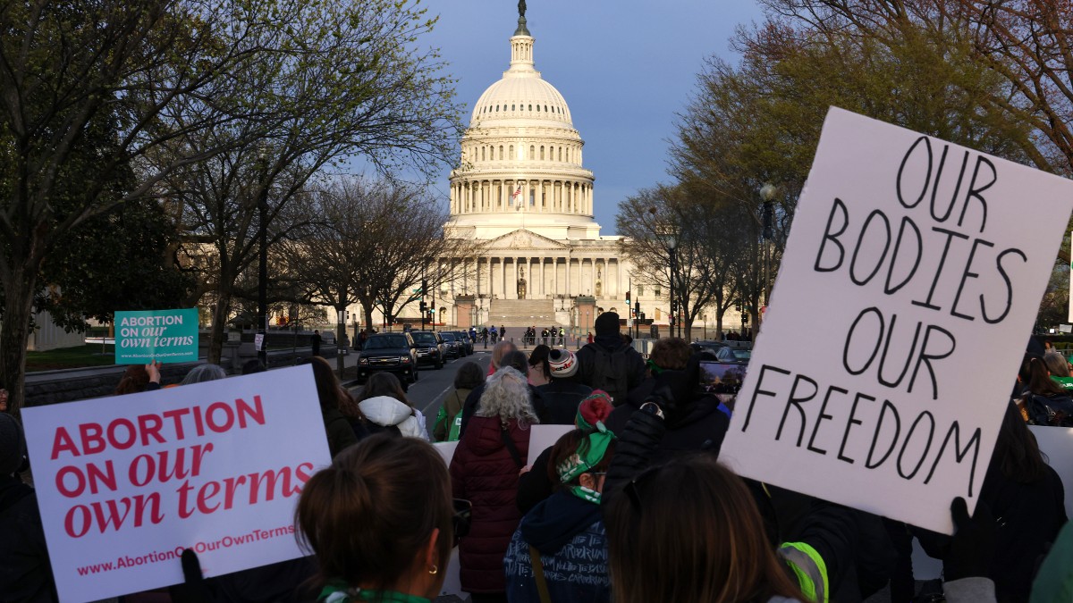 The Women's March approaches the U.S. Capitol while protesting a ban on Mifepristone