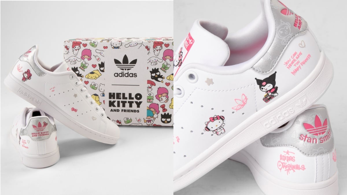 adidas Originals x Hello Kitty® Stan Smith Athletic Shoe - Big Kid - White
