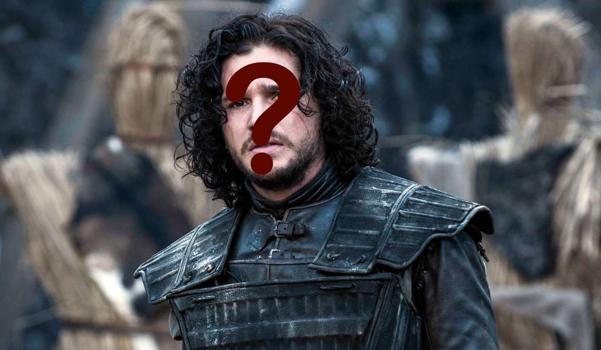 Jon Snow with a red question mark over his face