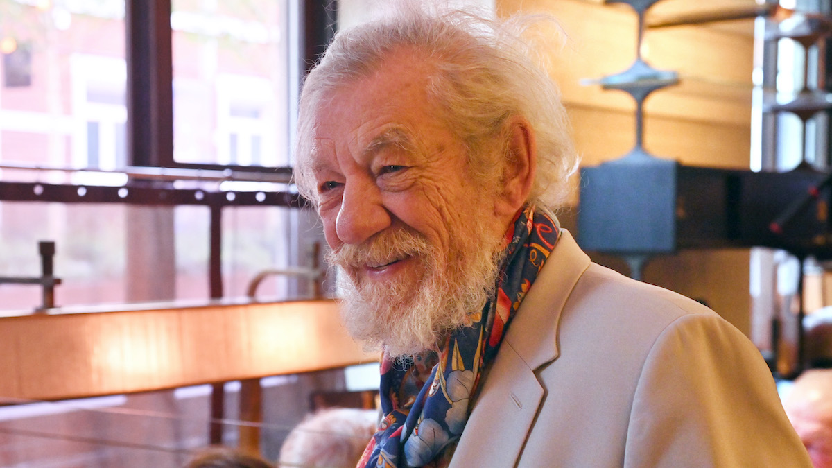 Ian McKellen smiling at an event.