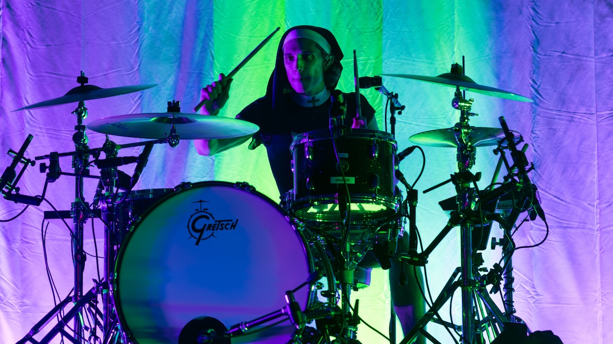 otto wood of waterparks playing the drums