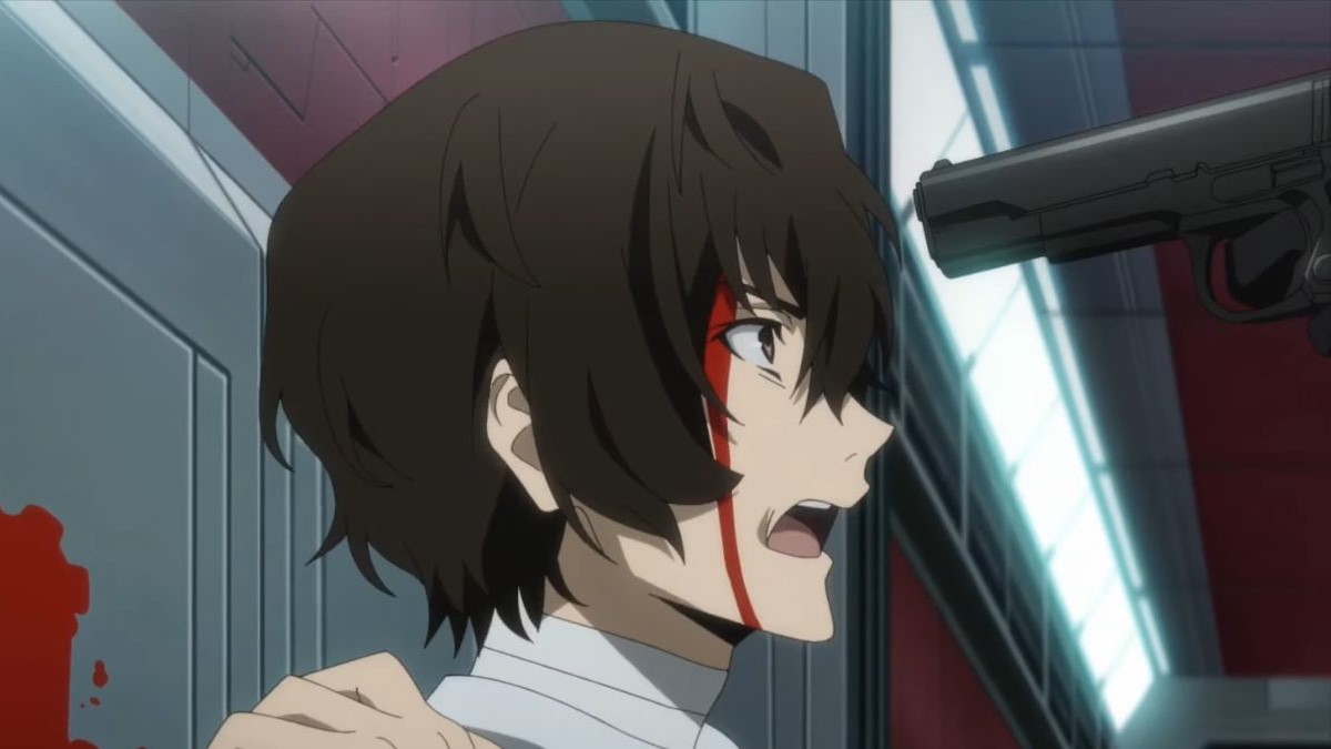 Dazai moments before getting shot by Chuuya