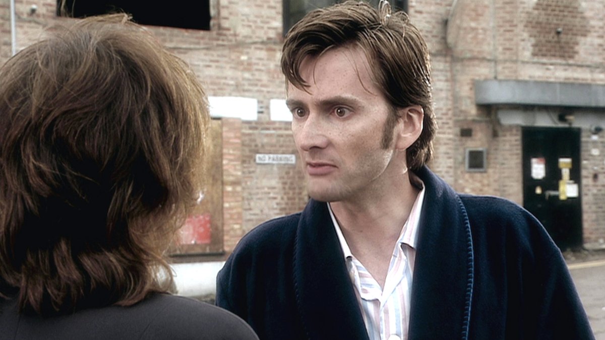 The Doctor staring in anger at Harriet Jones