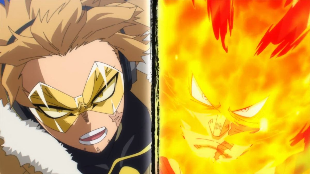 Endeavor and Hawks fighting All For One in Episode 9 of My Hero Academia