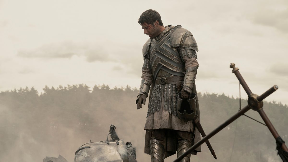 Fabien Frankel as Ser Criston Cole looks down on the battlefield at Rook's Rest in House of the Dragon