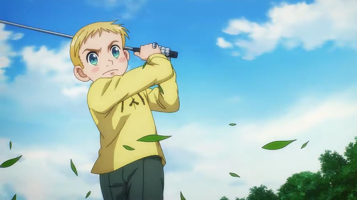 Gawain Nanaumi swinging his club from Rising Impact golf anime