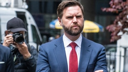 J. D. Vance outside the Criminal Court in New York City during Trump's trial