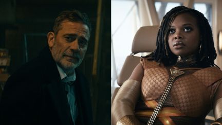 Left: Jeffrey Dean Morgan as Joe Kessler. Right: Susan Heyward as Sister Sage in The Boys season 4