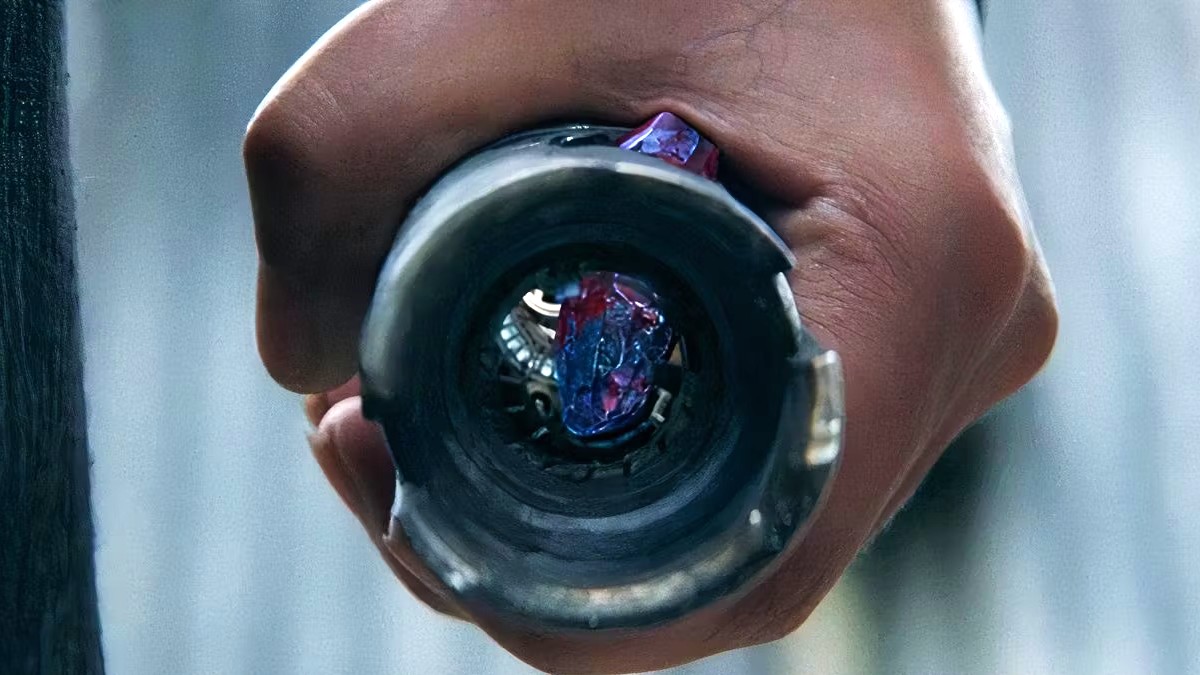A Kyber crystal bleeding inside a lightsaber in The Acolyte