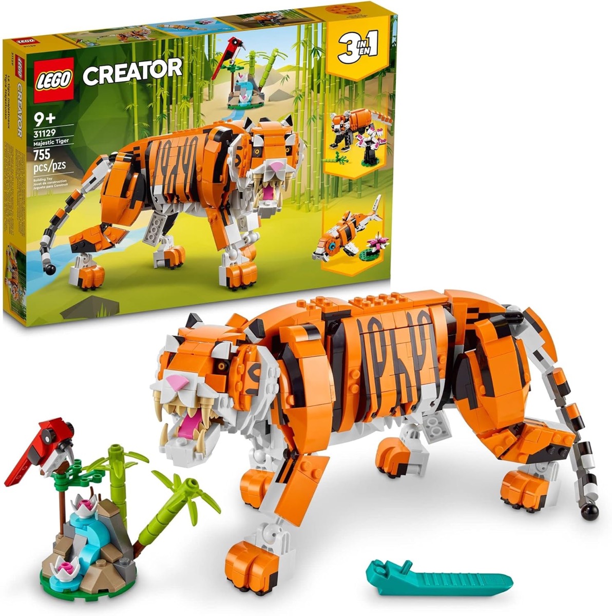 The assembled LEGO Creator 3 in 1 Majestic Tiger Building Set