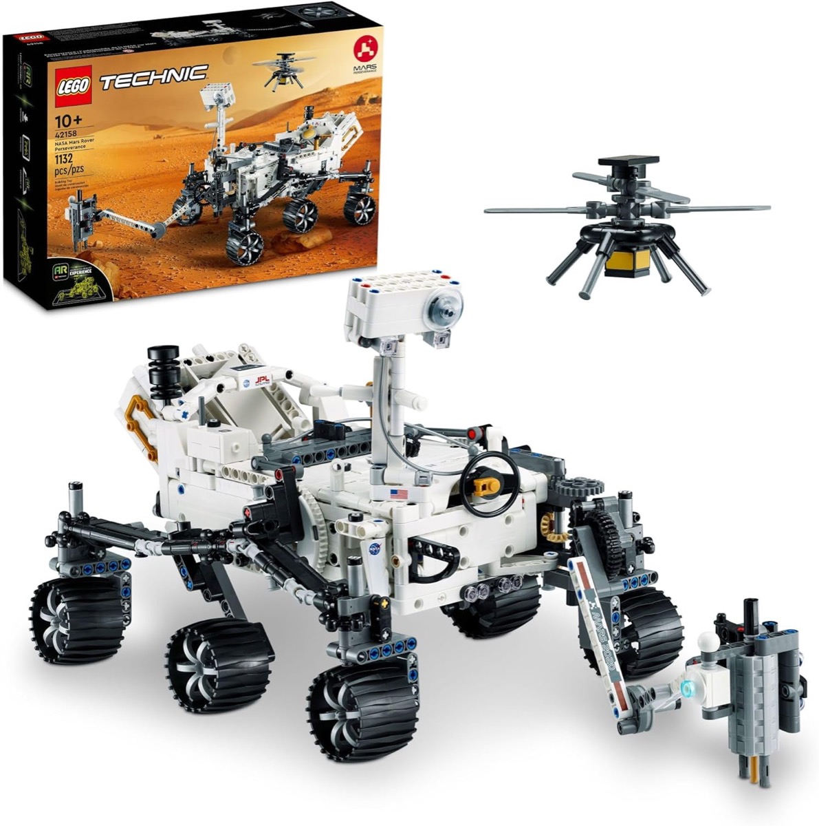 An assembled LEGO Technic NASA Mars Rover Perseverance 