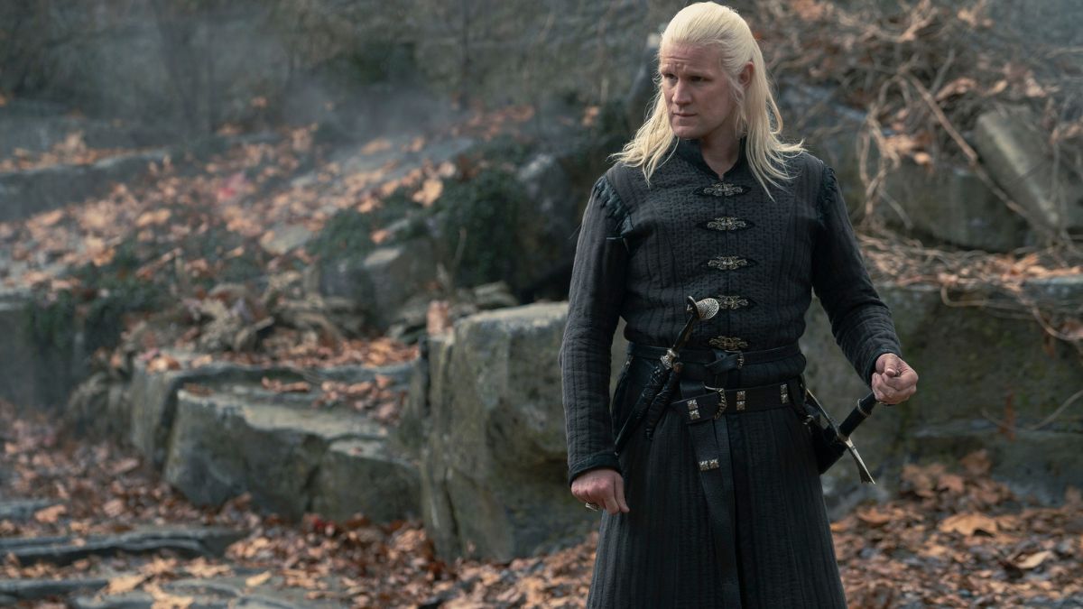 Matt Smith is Daemon Targaryen at the Godswood at Harrenhal in House of the dragon