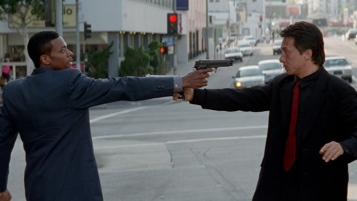 A still of Chris Tucker and Jackie Chan from 'Rush Hour'