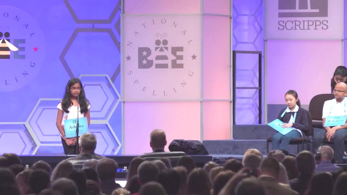 A child competing at the Scripps National Spelling Bee