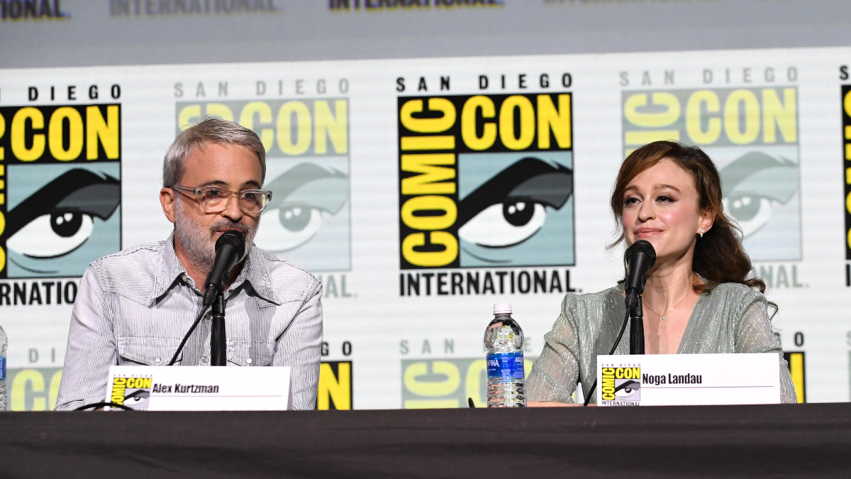 SAN DIEGO, CALIFORNIA - JULY 27: (L-R) Alex Kurtzman and Noga Landau speak onstage during "Star Trek" | San Diego Comic Con on July 27, 2024 in San Diego, California. (Photo by Jon Kopaloff/Getty Images for Paramount+)