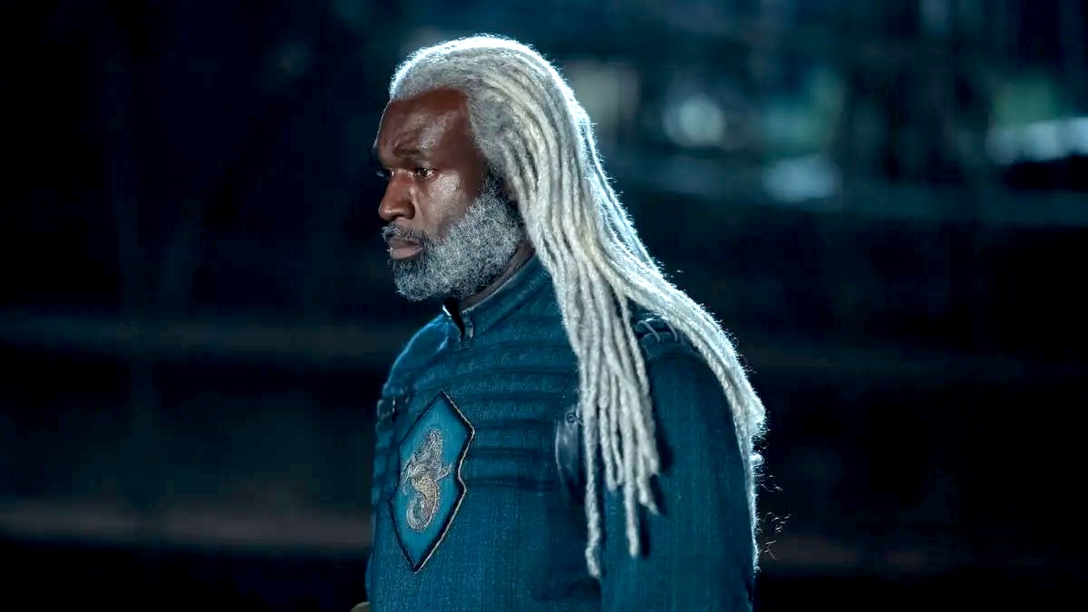 Steve Toussaint as Lord Corlys Velaryon on Driftmark in House of The Dragon