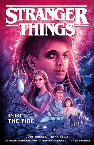 The cover for the Stranger Things: Into The Fire graphic novel, featuring number 8 and some new characters. 