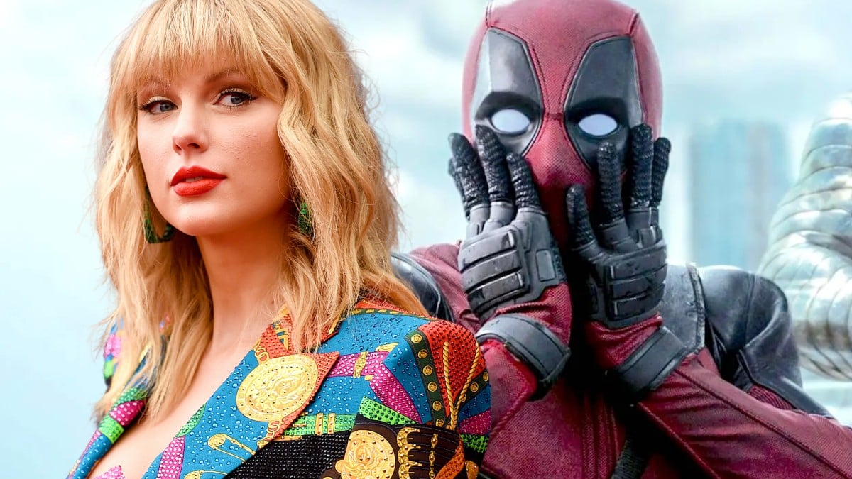 Composite image of Taylor Swift next Ryan Reynolds as Deadpool