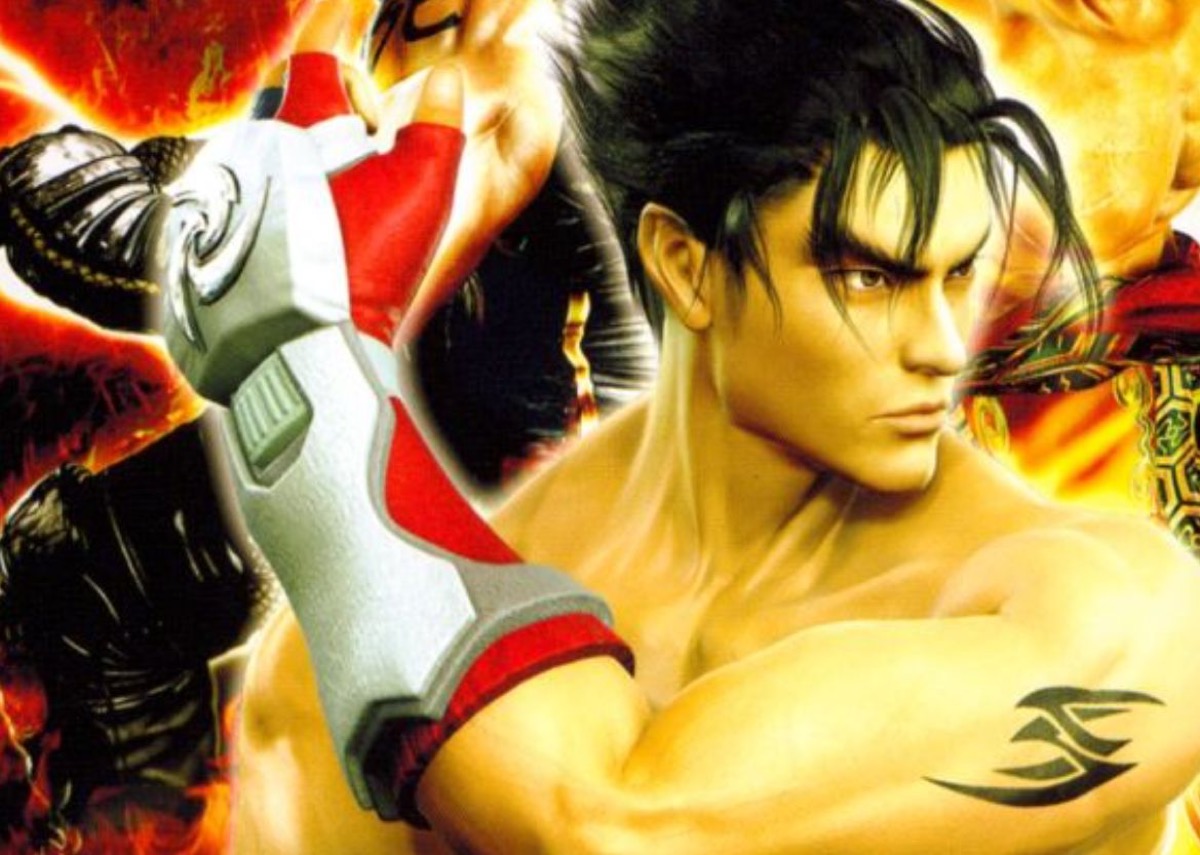 A buff young fighter flexes in "Tekken 5" 