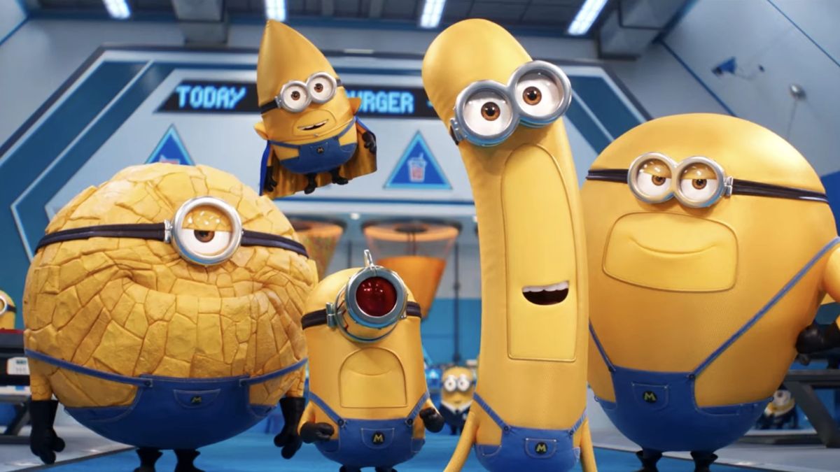 The Mega Minions—minions with superpowers—at the AVL headquarters in Despicable Me 4