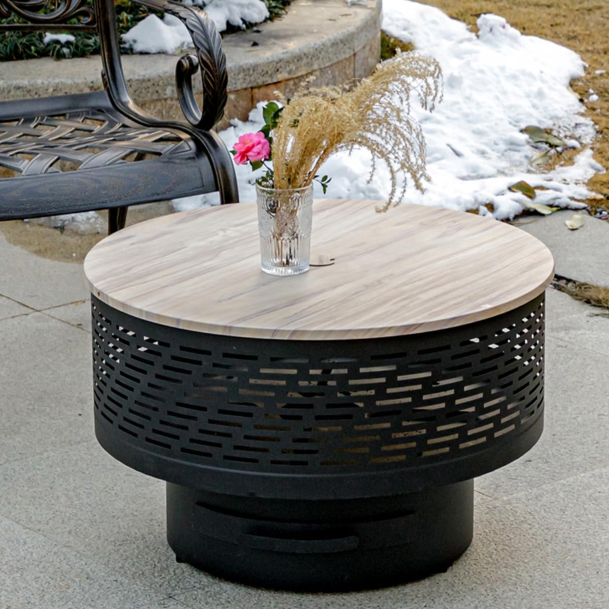 An outdoor fire pit 