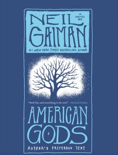 Cover art for "American Gods" featuring a tree with no leaves. 