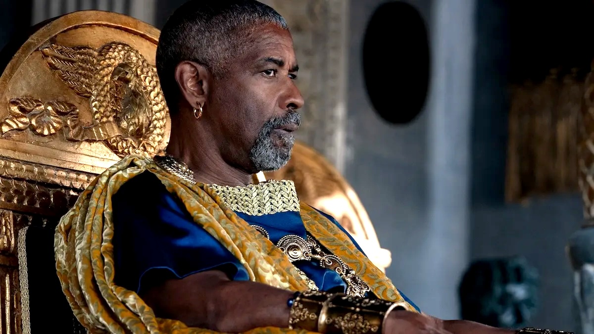 Denzel Washington plays Macrinus in Gladiator II from Paramount Pictures.