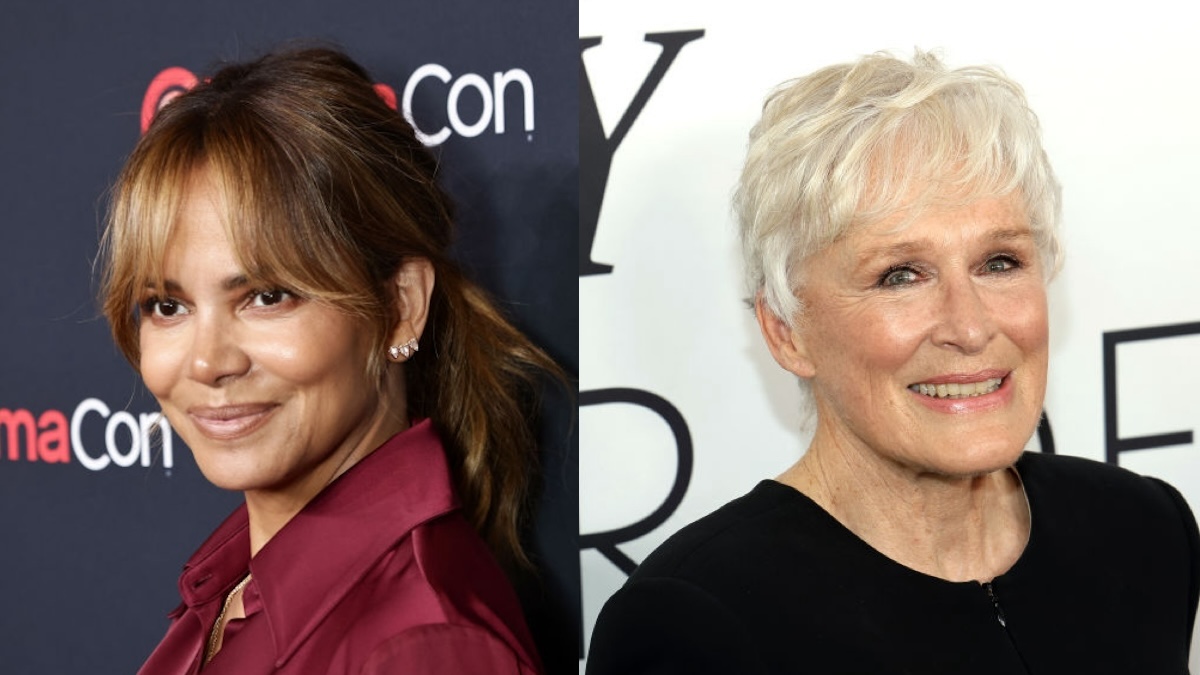 Halle Berry and Glenn Close in press photos, composited together.