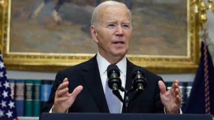 Joe Biden talking at a podium