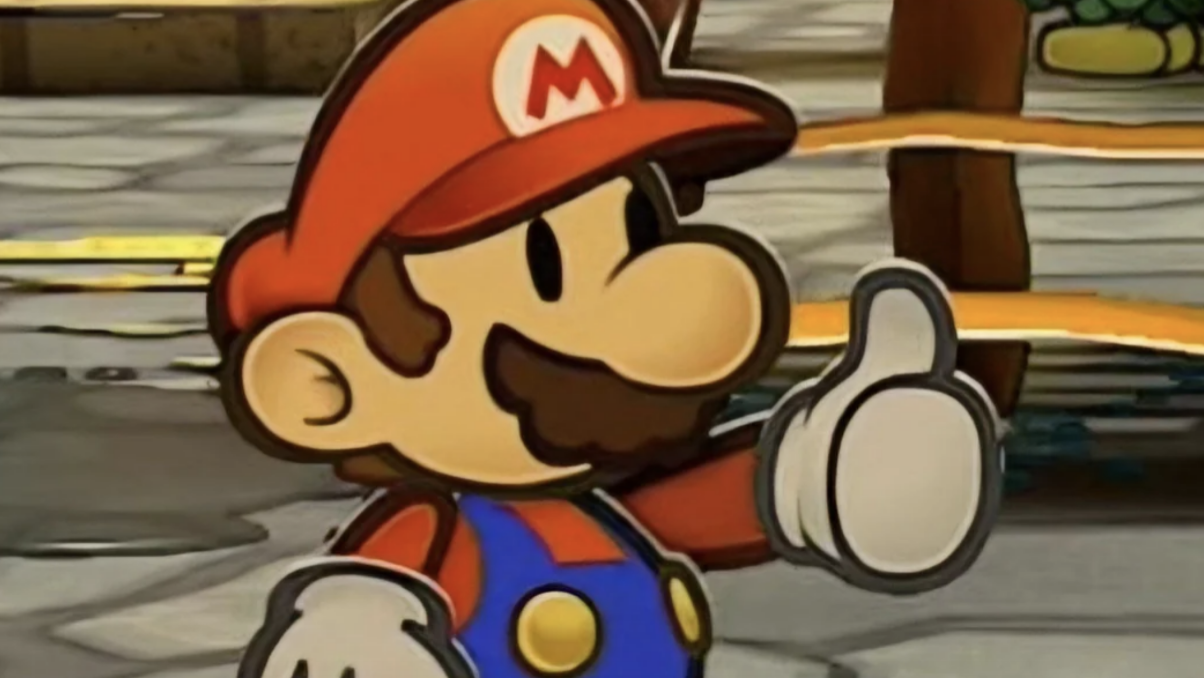Paper Mario giving a thumbs up in Paper Mario: The Thousand Year Door
