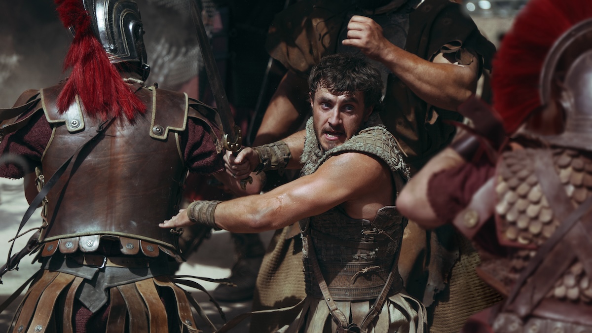 paul in gladiator 2 with a bunch of people