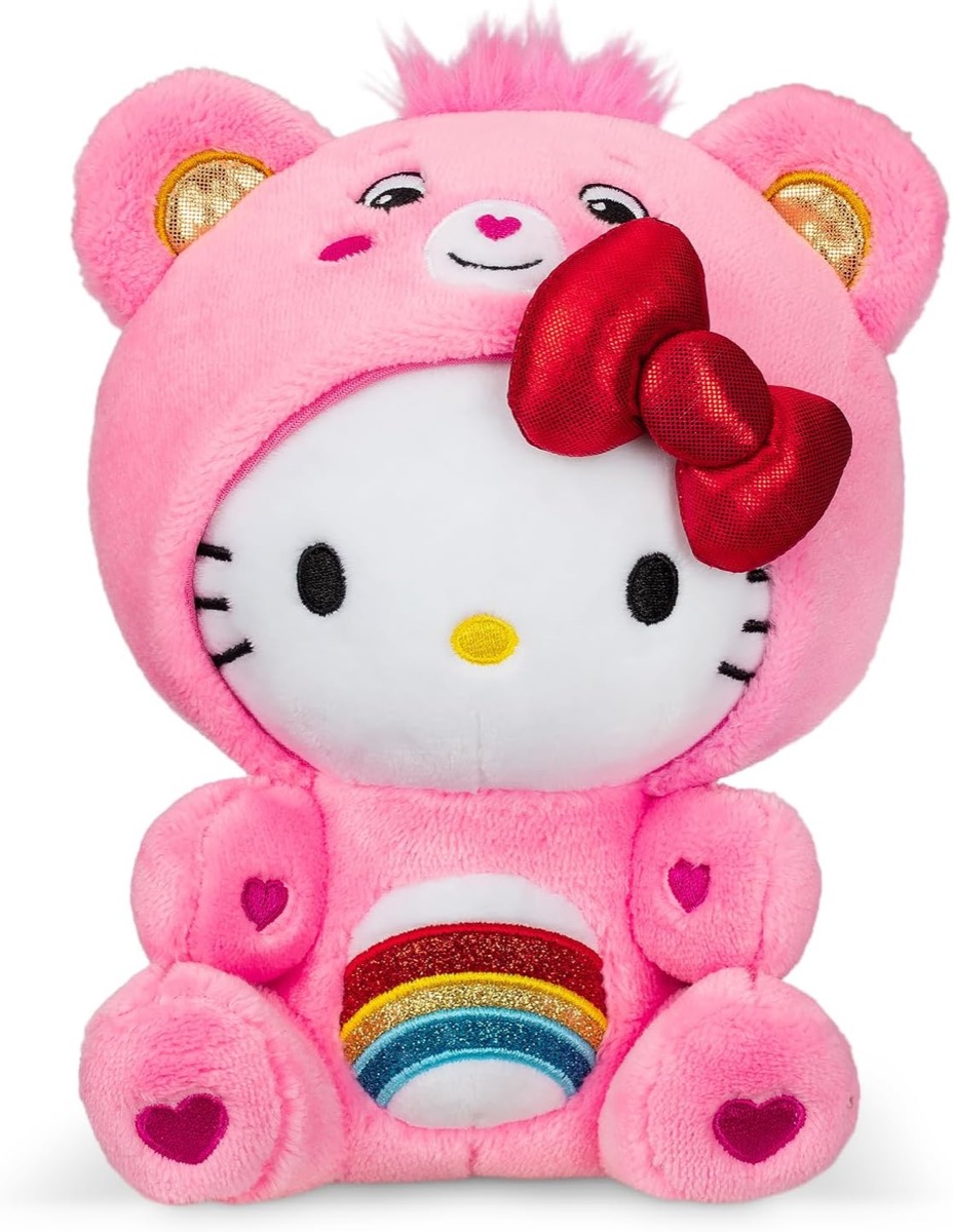 Hello Kitty plushie dressed as a Care Bear 