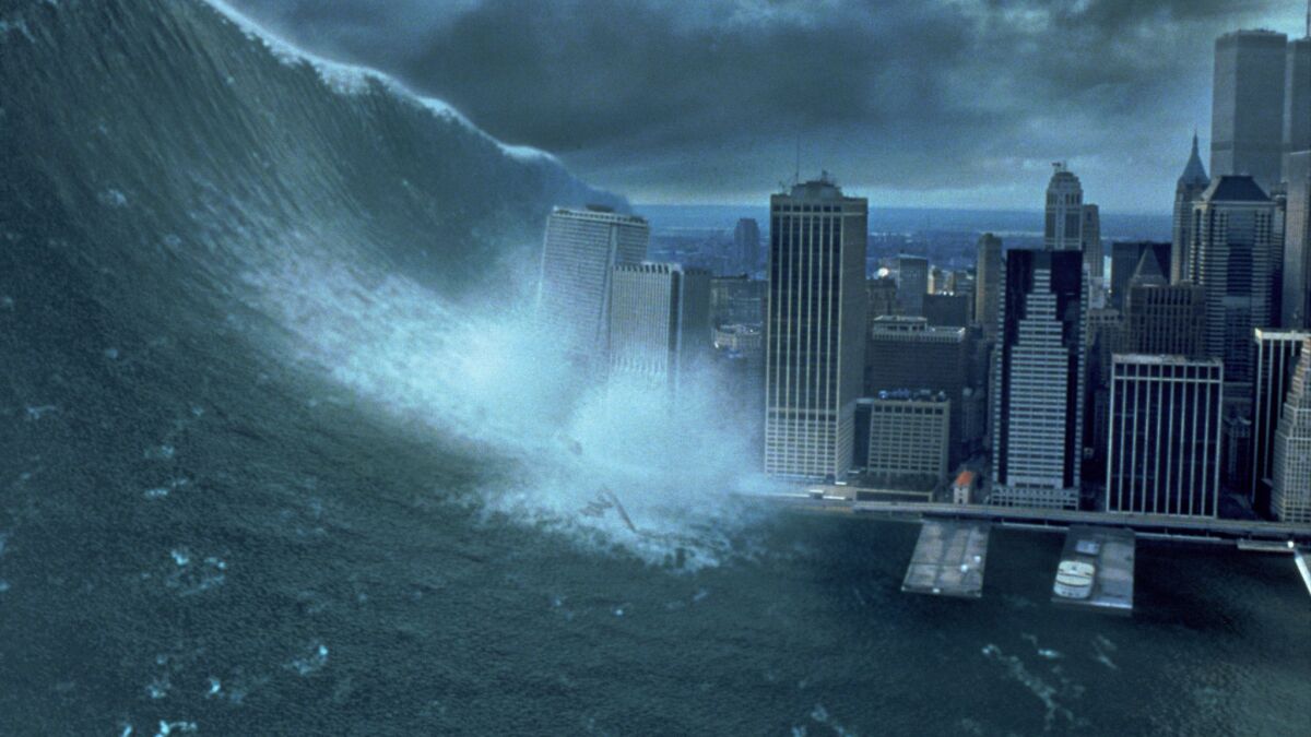 A massive wave engulfs NYC in "Deep Impact"